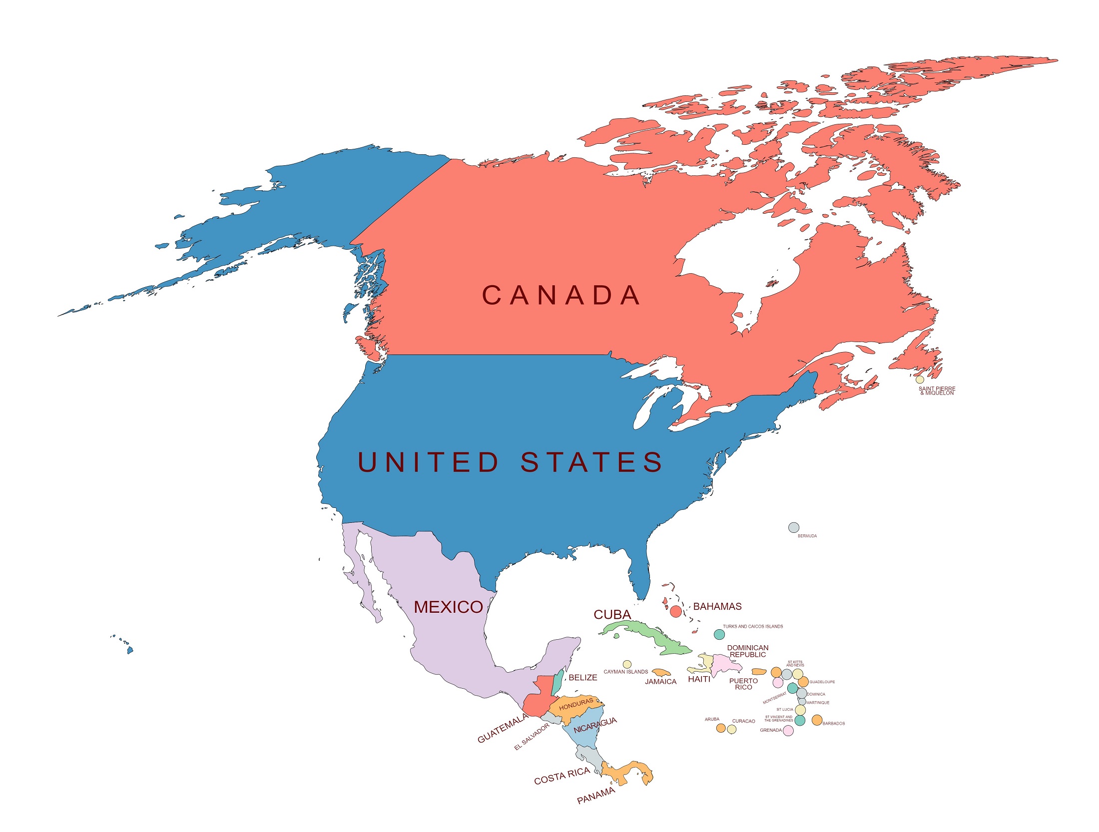 north america political map with capitals