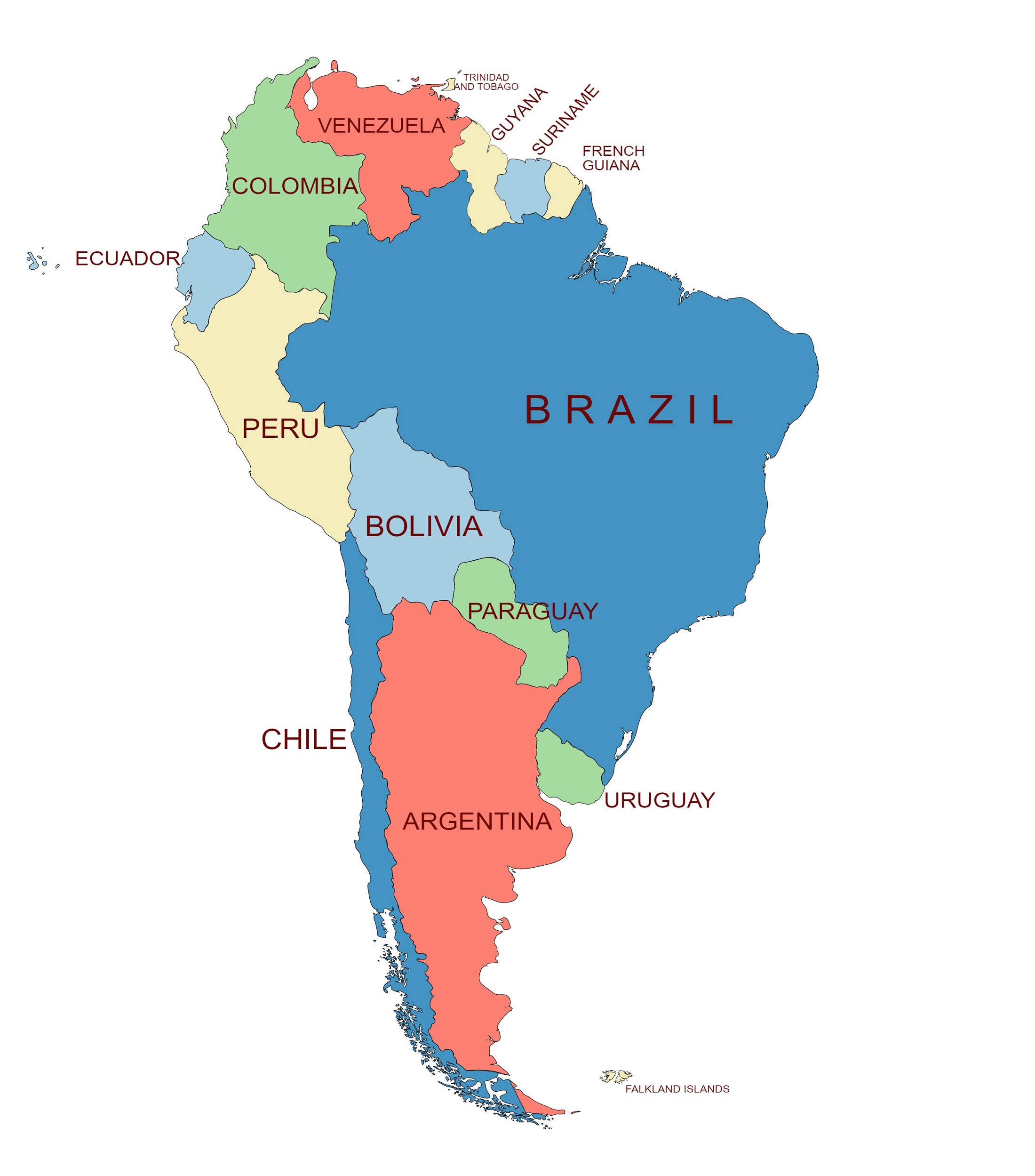 List Of South America Countries With Their Respective Capitals And