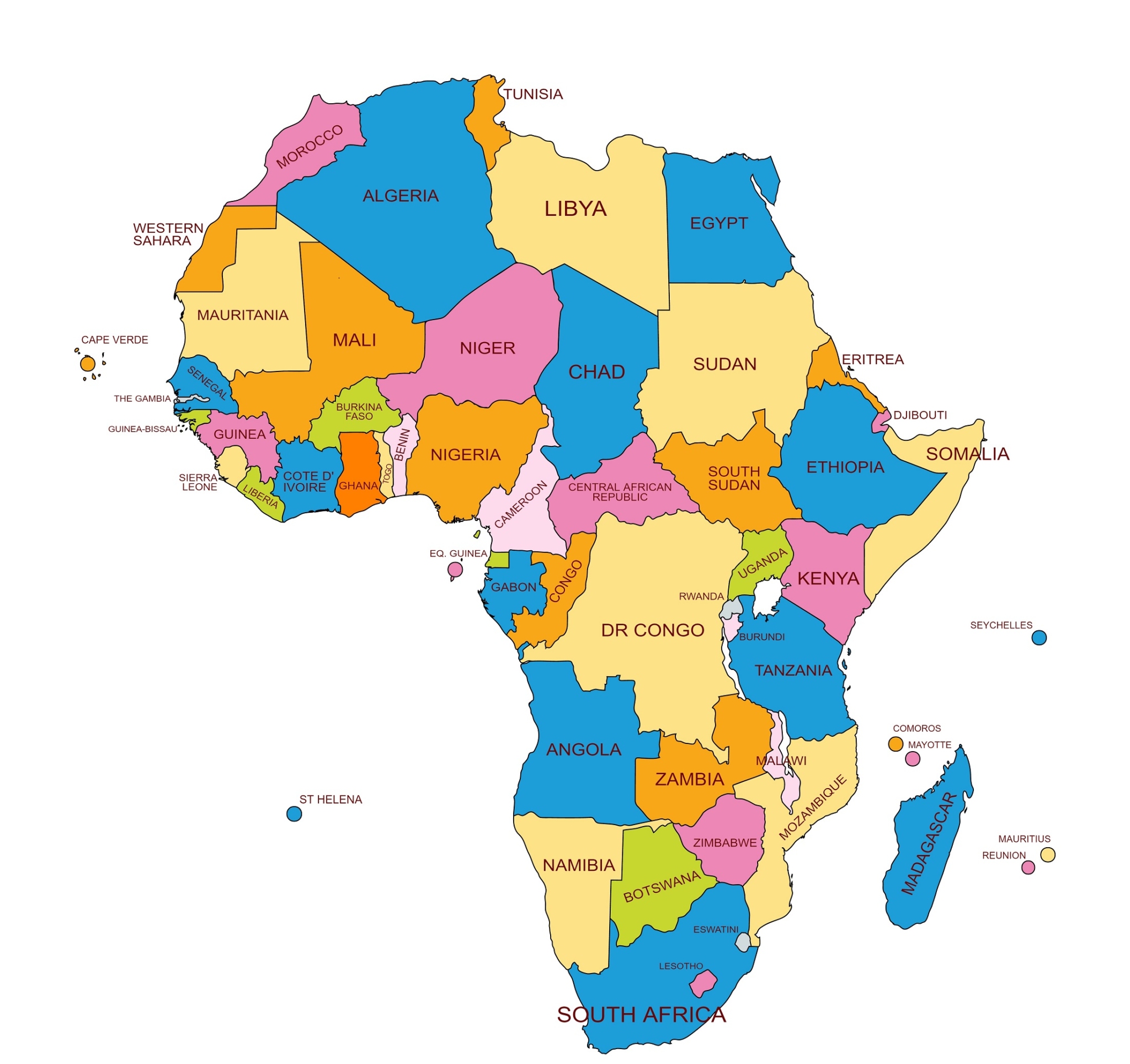 Countries And Capitals Of Africa Continent Map Of Afr 0602